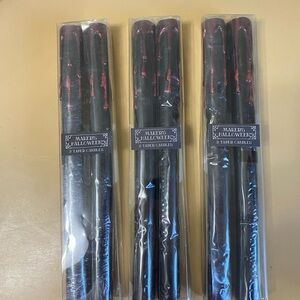 Black and Red Tapered Candles - Set of 3